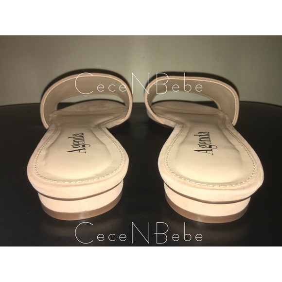 ❤️EU 37 - Block Heel Leather Nubuck Slide Mule AGENDA Sandals - Beige - BNIB - Picture 10 of 12